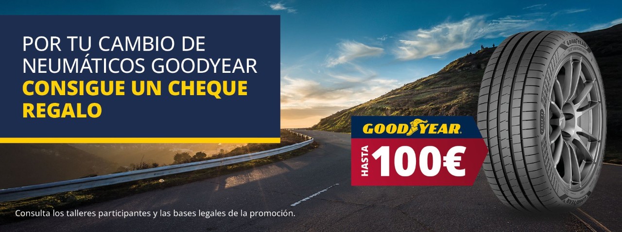 Consigue un cheque regalo de hasta 100€ por tu compra y montaje de neumáticos.