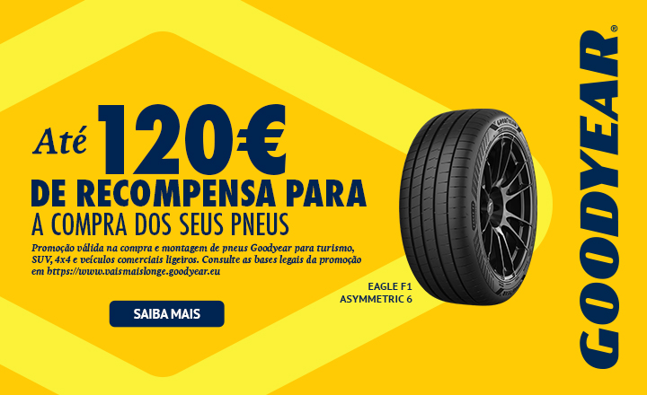 Compre e monte pneus Goodyear e ganhe um cartão-presente até 120€. 